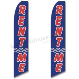 Twin Pack Full Sleeve Swooper Flags RENT ME Blue w Red White Text