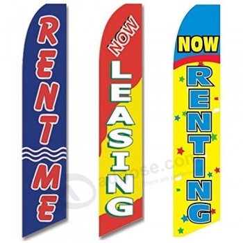 3 swooper flags rent Me Now leasing Jetzt willkommene Werbung mieten