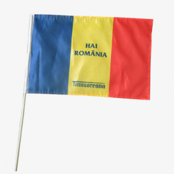 Impressão personalizada romênia bandeira nacional mão romênia país vara bandeira
