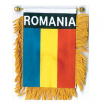 venta al por mayor poliéster coche colgando rumania espejo bandera