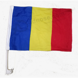 Factory directly selling car window Romania flag with plastic pole
