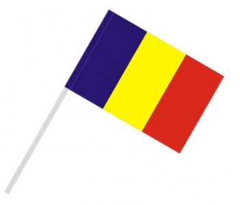 Vente en gros de polyester Roumanie petit drapeau de bâton pour le sport