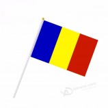 Roumanie de petite taille serrer la main tenue Roumanie agitant le drapeau national