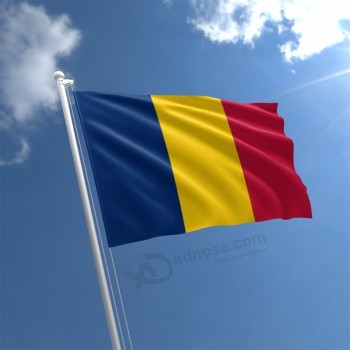 Gran impresión digital poliéster país azul amarillo rojo Rumania bandera