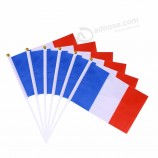 Free sample 100%polyester mini russia hand held flag with pole