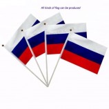 100% polyester printed Russia hand held falgs with plastic pole