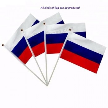 100% polyester printed Russia hand held falgs with plastic pole