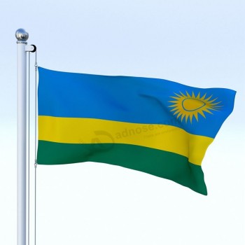 Fournisseur direct personnalisé de haute qualité Drapeau du Rwanda animé
