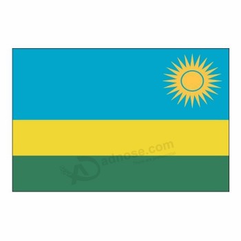 Vente en gros 3x5ft Grand drapeau national du monde sérigraphie polyester pays drapeau du Rwanda