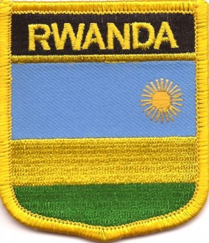 Supplier custom high quality Country Flags Rwanda Flag Shield Embroidered Patch Badge