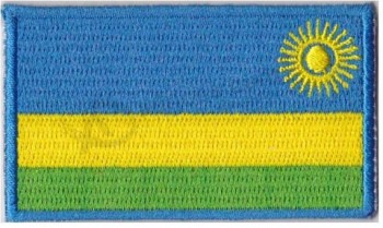 Fabricantes diretos por atacado personalizado pequeno rwanda flag iron On patch 2.5 x 1.5 inch