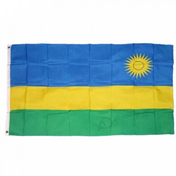 Bandera de Ruanda de poliéster de 3 * 5 pies de mejor calidad con dos ojales