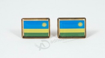 Boutons de manchette de drapeau du Rwanda personnalisés de haute qualité d’usine avec un prix bon marché