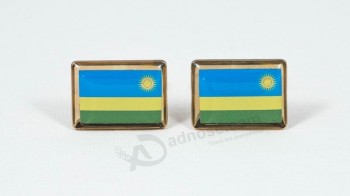 Fabrik benutzerdefinierte hochwertige Ruanda Flagge Manschettenknöpfe mit günstigen Preis