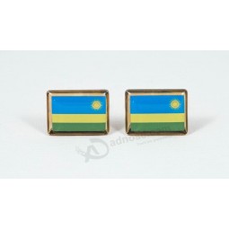Factory custom high quality Rwanda Flag Cufflinks with cheap price