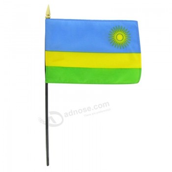 Rwanda personnalisé 4 « x 6 » Stick Flag avec haute qualité
