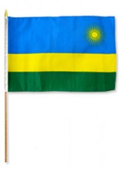 RWANDA 12X18 INCH STICK FLAG with high quality