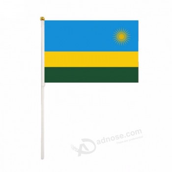 Fãs de futebol personalizados 2019 impressão digital logotipo nacional de ruanda mão bandeira