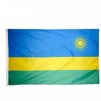 impresión de pantalla barata 68D poliéster bandera de ruanda