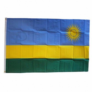 Tissu matelassé double face 3x5 polyester Drapeau africain du Rwanda