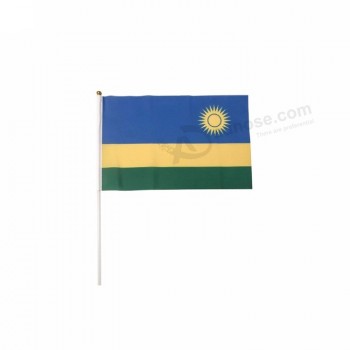 fuente de la fábrica de alta calidad rwanda bandera ondeando a mano