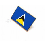 Customized high quality brooch pins Brass Metal Saint Lucia Country Flags embossed souvenir lapel pins