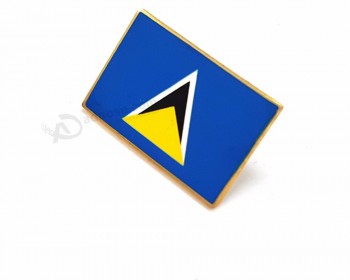 Customized high quality brooch pins Brass Metal Saint Lucia Country Flags embossed souvenir lapel pins