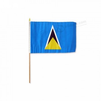 Hete verkopende saint lucia sticks vlag nationale 10x15cm hand zwaaien vlag