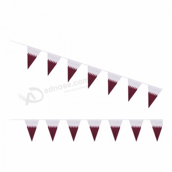 彩旗国旗定制聚酯卡塔尔三角串标志