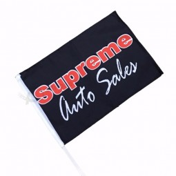 tamaño de la bandera del coche negro auto venta 30x45cm con soporte de plástico de 44cm