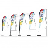 Hete verkoop buitenreclame promotionele aangepaste veer strand vlag paal banner stand