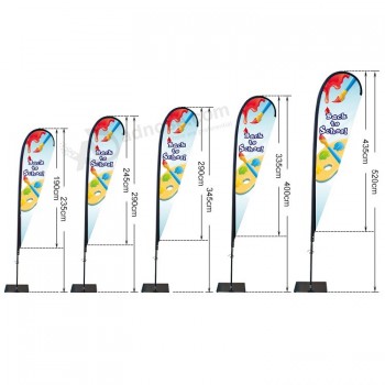 Vente chaude Publicité extérieure promotionnelle personnalisé plume plage drapeau mât bannière stand