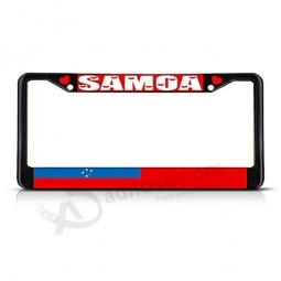 License Plate Frame Samoa Country Flag METAL Black Tag Holder Car Plate Frame, Auto 6