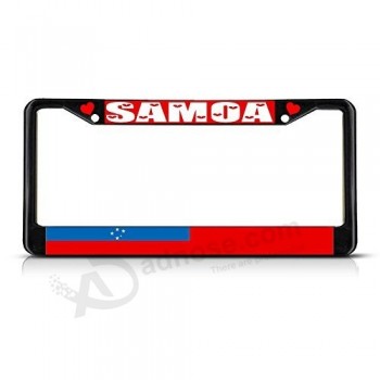 frame da placa de carro samoa bandeira do país metal preto Suporte de etiqueta Frame da placa do carro, auto 6 