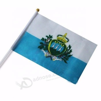 Polyester Fabric Plastic Pole San Marino Hand Held Country Flag