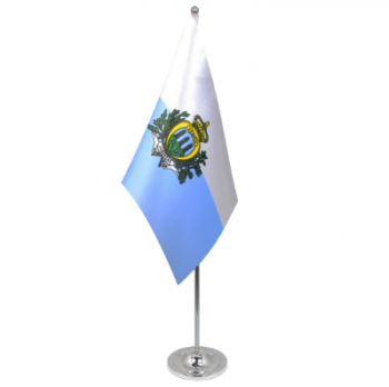 Polyester San Marino desk flag with metal stand