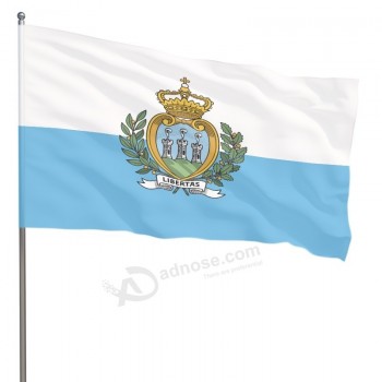 personnalisé 3 * 5 pieds polyester San Marino drapeau national du pays