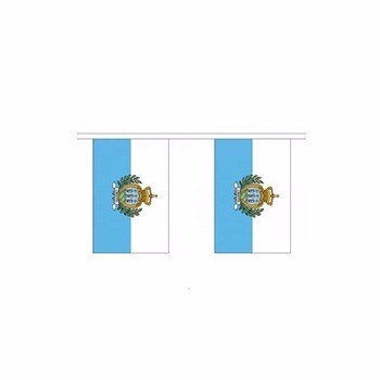 サンマリノ共和国5.5 * 8.8in文字列旗、サンM国旗布旗バナー