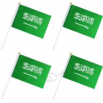 Chic résistant à la décoloration Arabie saoudite drapeau national du pays avec mât en plastique