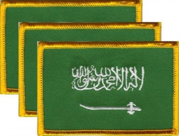 Paquet de 3 patchs de drapeau de pays 3,50 « x 2,25 », trois emblèmes de patch de drapeau international brodé ou cousu (Arabie saoudite)