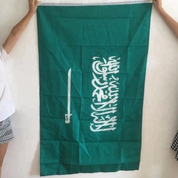 poliéster de alta calidad 90 * 150 cm 3 * 5 pies bandera nacional de arabia saudita bandera