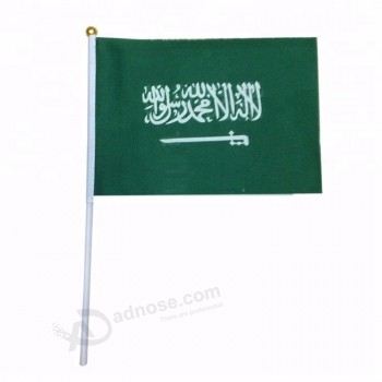 Arabie Saoudite Petite Main Volant Drapeau Sports Encouragement avec Mât En Plastique