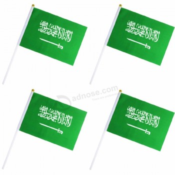 Mini bandera de Arabia Saudita de mano con poste de plástico