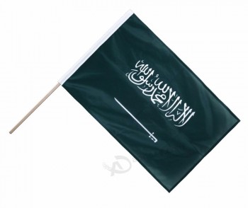 Vente en gros de polyester de taille personnalisée Arabie saoudite agitant à la main le drapeau
