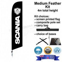 bandera de plumas medianas de un solo lado en blanco y negro scania