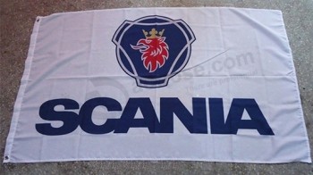 Drapeau Scania Bannière de voiture Scania Drapeaux 3X5Ft blanc Bannière en polyester