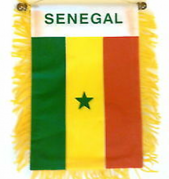 セネガルの国旗をぶら下げポリエステル国立車のミラー