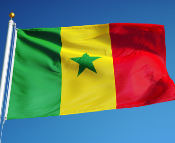 Drapeau national sénégalais en gros 3 * 5FT Sénégal Polyester Bannière