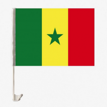 bandera tejida del clip del coche del país de Senegal del poliéster con el poste