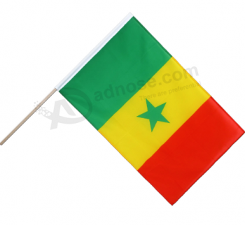 Silk screen print Senegal hand waving national flag